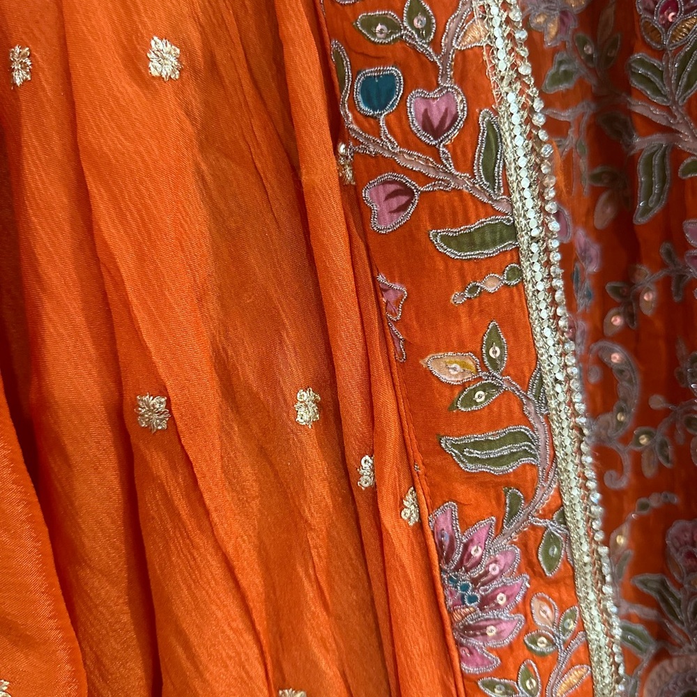 Embroidered Orange Women's Dress